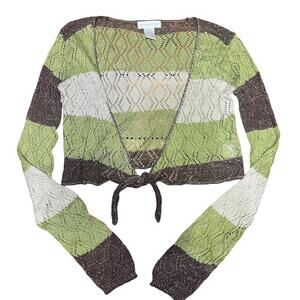 Worthington Fairy Core Green and Brown Crochet Tie Top Size Medium